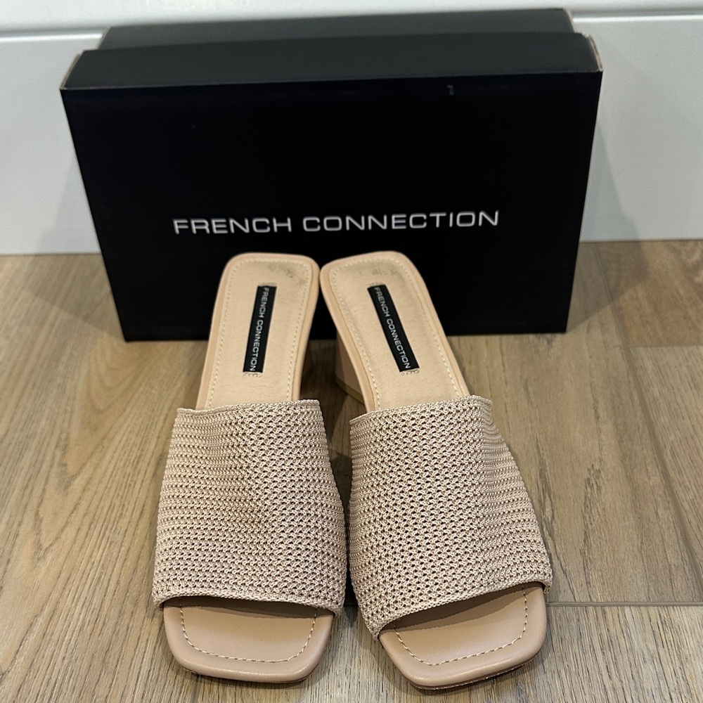 French Connection Tan Textured Mules